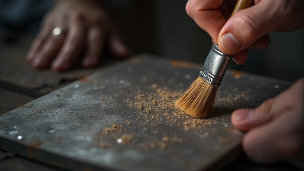 Silversmith applying flux with brush