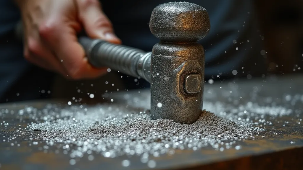 Ball-peen hammer creating texture on silver