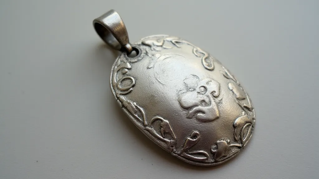 Finished silver pendant with raised detailing.