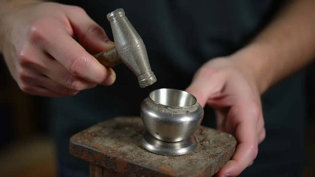 Silversmith raising silver
