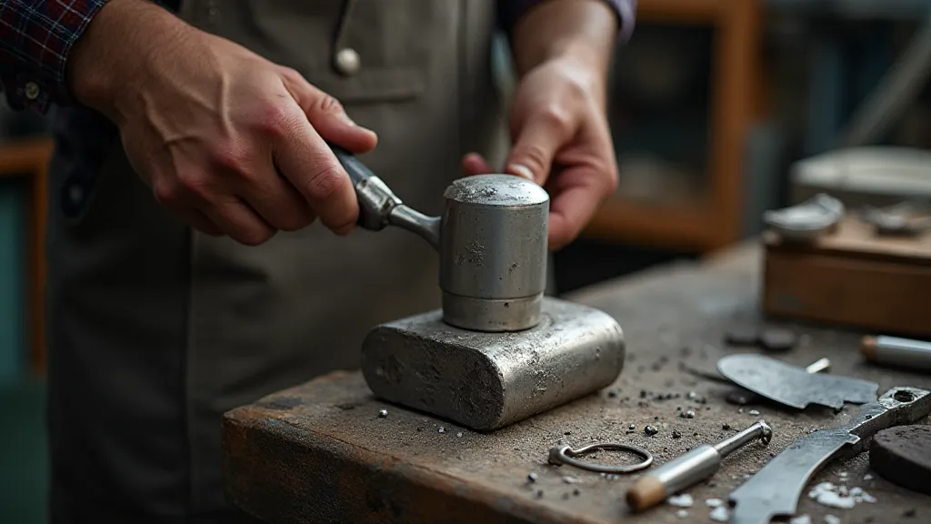 Silversmith working with sterling silver.